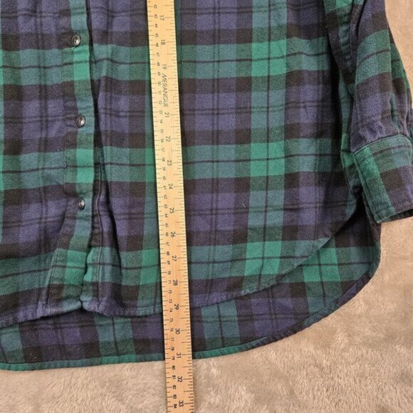 Gap Shirt Flannel Green Purple Plaid Pocket Button Down Women's Size XL Outdoor - Picture 4 of 10